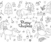 Coloriage Licornes pendant le Noel