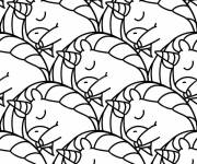 Coloriage Licornes qui aiment dormir