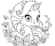 Coloriage Papillons autour de Licorne