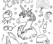 Coloriage retro Licorne