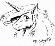 Coloriage T&ecirc;te de Licorne magnifique