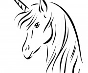 Coloriage T&ecirc;te de Licorne vectoriel