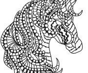 Coloriage T&ecirc;te de licorne zen