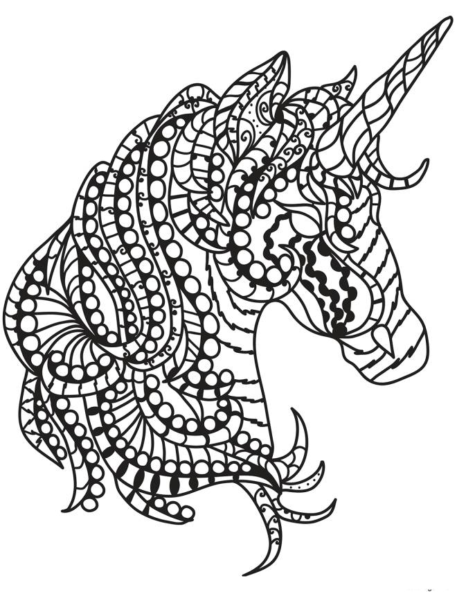Coloriage et dessins gratuits Tête de licorne zen à imprimer