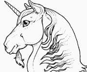 Coloriage et dessins gratuit Tête Licorne en couleur à imprimer