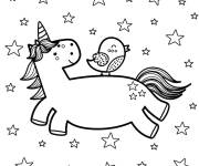 Coloriage Un oiseau sur Licorne