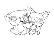 Coloriage et dessins gratuit Chat et chien s'amusant de Petshop à imprimer