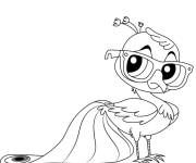 Coloriage Paon Basil avec des lunettes de Littlest Petshop