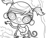 Coloriage Singe Minka Mark sur l'arbre Littlest Petshop