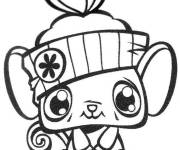 Coloriage Souris de Petshop avec un bonnet
