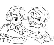 Coloriage Filles et Macarons
