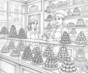 Coloriage Illustration de la p&acirc;tisserie de Macarons