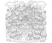 Coloriage Macarons avec visages de bande anim&eacute;e