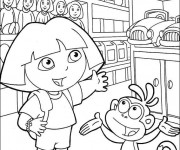 Coloriage Dora au Magasin de Jouets