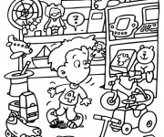 Coloriage Enfant dans Le Magasin de Jouets