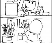 Coloriage La petite Fille ach&egrave;te au magasin