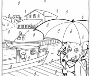 Coloriage La souris sous La Pluie