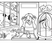 Coloriage Magasin d'animaux  vectoriel