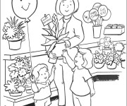 Coloriage Magasin de Fleurs