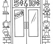 Coloriage et dessins gratuit Magasin de Jouets en promotion à imprimer