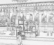 Coloriage Magasin en Noel r&eacute;aliste