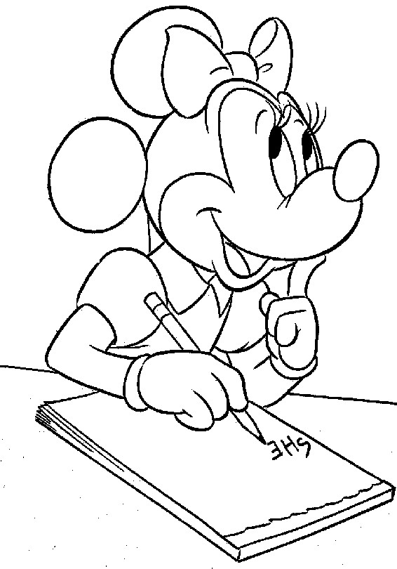 Coloriage et dessins gratuits Minnie Mouse écrit Une Lettre à imprimer
