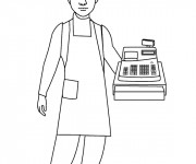 Coloriage Un Caissier de Magasin