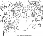 Coloriage Un Fleuriste en couleur