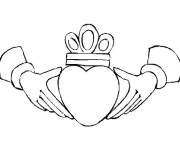 Coloriage C&oelig;ur couronn&eacute; dans les mains