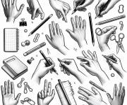 Coloriage Collection de plusieurs mains en action