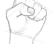 Coloriage Comment dessiner poing de mains