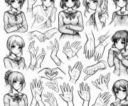 Coloriage Dessiner les mains style manga
