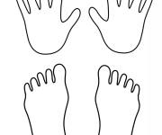Coloriage Deux mains et pieds
