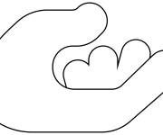 Coloriage Emoji main paume vers le haut
