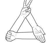 Coloriage et dessins gratuit Faire un triangle avec les mains à imprimer