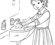 Coloriage Faut se laver les mains toujours
