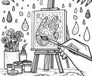 Coloriage La peinture d'une main