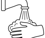 Coloriage Lavage des mains en gras