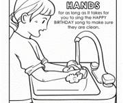 Coloriage Lavage des mains en maternelle