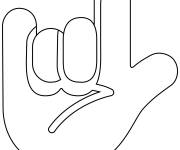 Coloriage Les doigts de la main signe d'amour