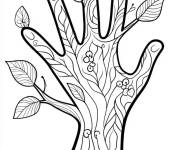 Coloriage Main en forme d'un arbre