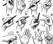 Coloriage Main en jouant avec le crayon