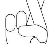 Coloriage main fait le signe de mensonge