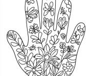 Coloriage Main fleurie