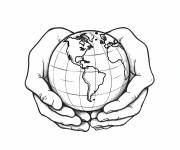 Coloriage Main protégeant la terre