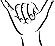 Coloriage Main signe Shaka
