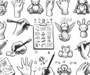 Coloriage Mains des enfants stylis&eacute;s