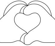 Coloriage Mains en forme de c&oelig;ur imprimable