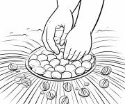 Coloriage Mains plantant des graines