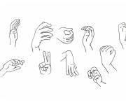 Coloriage Mains pour langue des sourds